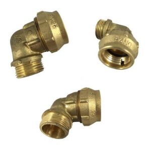 Brass compression fitting for PE pipe, 90° elbow male thread (1 1/2 x 50 mm)