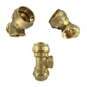 Brass compression fitting for PE pipe, T-piece IT (3/4 x 25 mm)