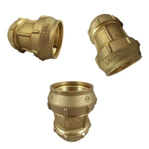 Brass compression fitting for PE pipe, coupling (20 mm)