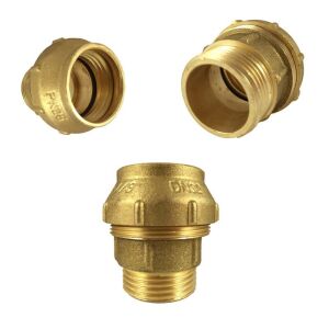 Brass compression fitting for PE pipe, transition male thread (1/2 x 25 mm)