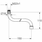 Grohe S-Auslauf 13052 Ausladung 150 mm für Küchen-Wandbatterien, chrom