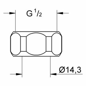 Grohe Anschlussmutter 12902 1/2" x 14,5, chrom (2 Stück)