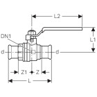 Geberit Mapress ball valve with 35 mm operating lever