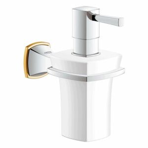 Suport Grohe Grandera 40627 cu dozator de săpun ceramic alb/cromo/galben