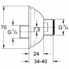 Σύνδεση Grohe S για Sinfonia 12024 1/2 "x3/4" χρυσό