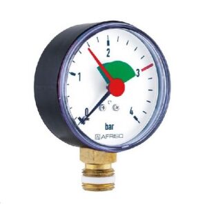 Afriso manometer with tubular spring mechanism (HZ 80, G 1/2" B, radial)