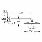 Conjunto de duche suspenso Grohe Rainshower 310 Mono Cube braço de duche 422 mm 9,5l/min (cromado)