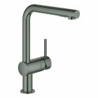 Grohe Spültischmischer Minta L-Auslauf mit ausziehbarer Spülbrause (hard graphite gebürstet)