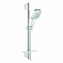 Set de duș Grohe Rainshower SmartActive 130 Cube cu bară de 600 mm și raft, 9,5 l/min (crom)