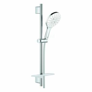 Set de duș Grohe Rainshower SmartActive 150 cu bară de 600 mm, 9,5 l/min (alb lună/cromo)