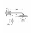 Grohe Rainshower SmartConnect 310 komplet za stropno prho 422 mm, 2 vrsti pršenja (krom)