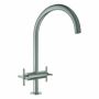 Miscelatore per lavello a due maniglie Grohe Atrio con bocca a C (supersteel)