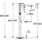 Grohe Eurocube Mitigeur monocommande pour baignoire DN 15, montage au sol (graphite dur brossé)