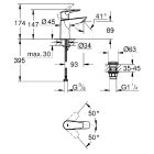 Grohe BauEdge, grifo monomando para lavabo (cromo)