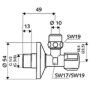 Schell nurkventiil COMFORT reguleerimisfunktsiooniga, 1/2 "x3/8"