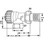 Corp supapă termostatică Heimeier, formă unghiulară, sens de curgere invers, pre-setare 1/2"