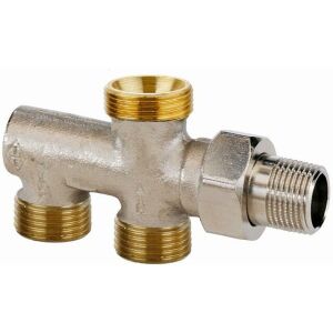 Heimeier distributor Duolux 1/2", gunmetal nickel plated for single-pipe systems, without shut-off