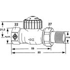 Teleso termostatického ventilu Heimeier, priamy prietok, spätný smer prietoku, prednastavenie 3/8"