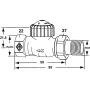 Heimeier Thermostat Ventilunterteil, Durchgang, umgekehrte Flussrichtung, Voreinstellung 3/8"