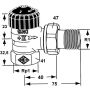 Heimeier Thermostat Ventilunterteil, Rotguss vernickelt, Eckform 1"