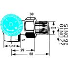 Heimeier Thermostat Ventilunterteil, Rotguss vernickelt, Winkeleck links 1/2"