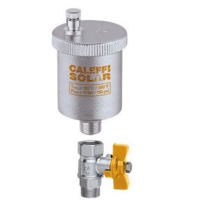 Caleffi air vent valve, solar 3/8" with ball valve