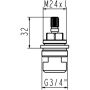 Tapa de cerámica Ideal Standard de 3/4", cierre a la derecha