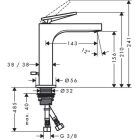 Hansgrohe AXOR CITTERIO 160 Μίξερ νιπτήρα, με μοχλοβραχίονα με αναδυόμενο απόβλητο, χρώμιο