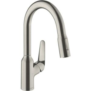 Hansgrohe 180 M42 sink mixer with pull-out spray, stainless steel look