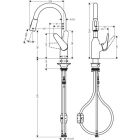 Mezclador de fregadero Hansgrohe 180 M42, con ducha extraíble, aspecto de acero inoxidable