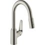 Hansgrohe bateria zlewozmywakowa 180 M42, z wyciąganą wylewką, wygląd stali nierdzewnej