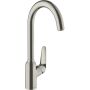 Mitigeur dévier Hansgrohe 220 M42, avec bec pivotant, aspect inox