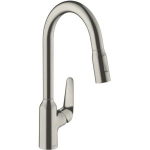 Hansgrohe eviye bataryası 220 M42, çekilebilir spreyli, paslanmaz çelik görünümlü