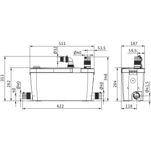 WILO Schmutzwasser-Hebeanlage HiDrainlift 3-37,1x230V