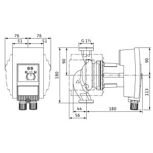 Bomba de rotor húmido de alta eficiência Wilo Yonos MAXO plus 25/0,5-7 PN6/10,90W