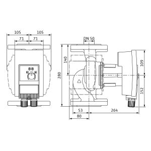 Bomba de rotor húmido de alta eficiência Wilo Yonos MAXO plus 50/0,5-9 PN6/10,400W