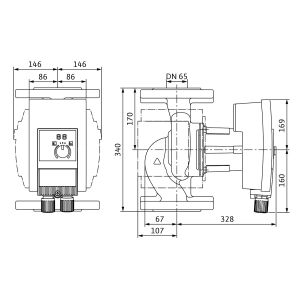 Wilo Nassläufer-Hocheffizienzpumpe Yonos MAXO plus 65/0,5-12 PN6/10,650W