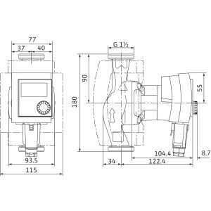 Wilo Bomba de rotor húmedo de alta eficiencia premium. Stratos PICO-Z 25/1-6, Rp1,1~230V, 45W