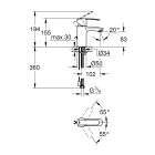 Grohe Wave Cosmopolitan, robinetterie de lavabo, taille S, chaîne rétractable