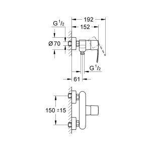 Grohe Wave Cosmopolitan Brausearmatur, Aufputz, chrom