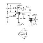 Misturadora de lavatório Grohe Start Edge, tamanho S, com válvula de descarga