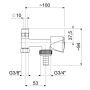 Válvula de bloqueio para válvula angular, 3/8", cromada polida