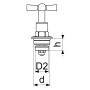 Châteaux Knebel Partie supérieure pour robinet découlement, 3/4", poli chromé