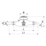 Multijet meters as wet-running meters, for cold water, 3/4" x 190 mm, Q3 = 2.5m^3/h, incl. calibration fee