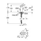 Μίξερ νιπτήρα Grohe Start Loop, μέγεθος S, με αναδυόμενο απόβλητο