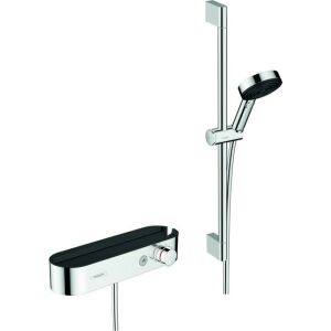 Hansgrohe Brausesystem PULSIFY SELECT 105 3jet, Relaxation, mit Thermostat Brausestange 650mm chrom