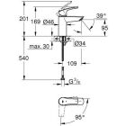 Bateria umywalkowa Grohe Eurosmart, z funkcją...