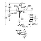 Grohe Eurosmart basin tap, S-Size, angled version, with...