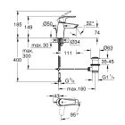 Robinet de lavabo Grohe Eurosmart, taille S, version inclinée, avec garniture découlement