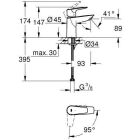 Robinet de lavabo Grohe Bauedge, avec fonction...